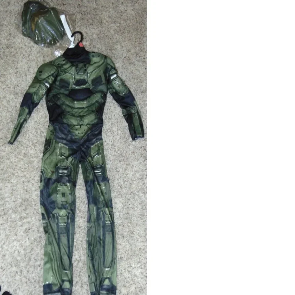 XBOX Halo & Sword Halloween Costume 4/6 Master Chief Muscle Jumpsuit 3 Pc Boys